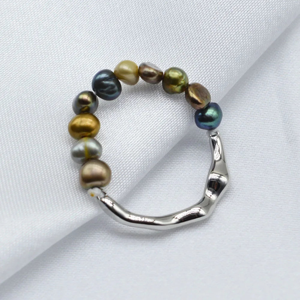 Colorful Small Baroque Pearl Ring – Irregular Freshwater Pearl Jewelry