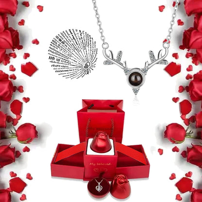 I Love You Projection S925 Necklace – 100 Languages with Rose Gift Box