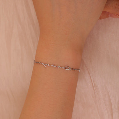 Custom Initial Letter Bracelet For Women - Stainless Steel