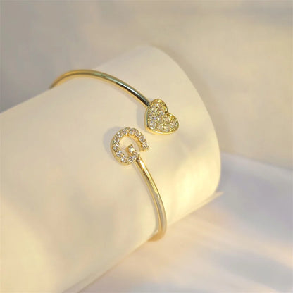 9mm Zircon Letters Bangle Plain Letter Charm Stagger