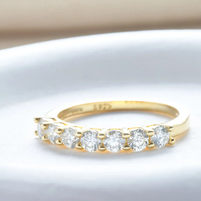 3MM 7PCS Moissanite Ring 925 Sterling Silver ring with White Gold Plated