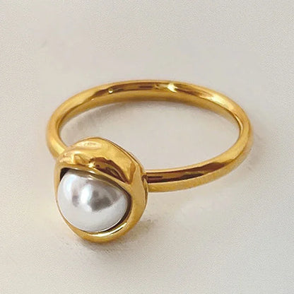Natural Baroque Freshwater Pearl Ring – Tarnish-Free Gold Stainless Steel Jewelry