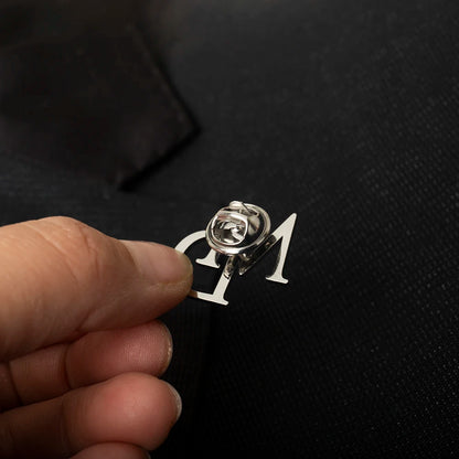 Custom Initials Brooch Stainless Steel Initials Letters