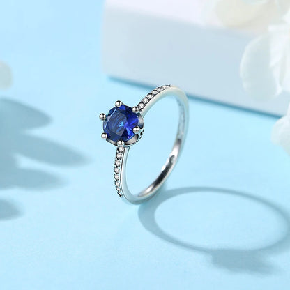 925 Sterling Silver Crown Crystal Ring in Rose Gold