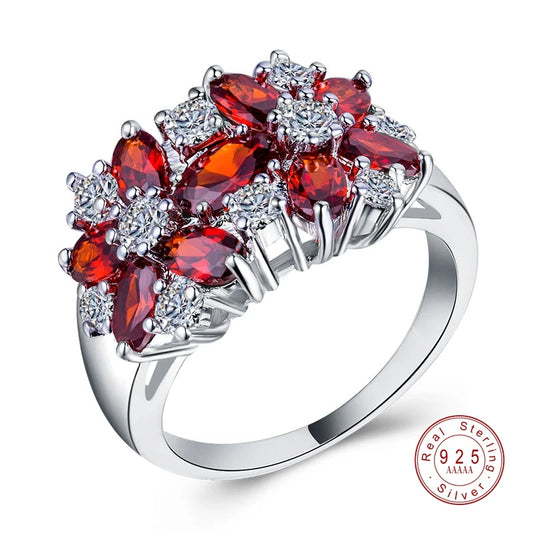 925 Sterling Silver Cubic Zirconia Crystal Ring for Women Jewelry Gifts