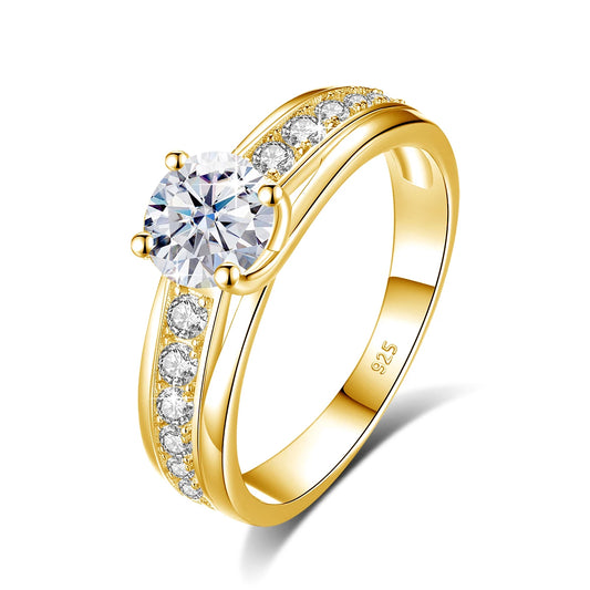 1 Carat Moissanite Ring for Women 925 Silver, Rhodium Plated, Certified Jewelry