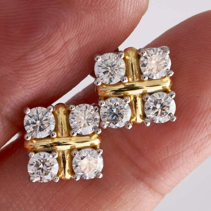 3MM 0.1ct Moissanite Stud Earrings (4pcs)  VVS1 GRA Certified, 925 Silver