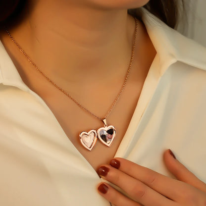 1pc Photo Heart Locket Pendant Necklace Personalized Souvenir Gift