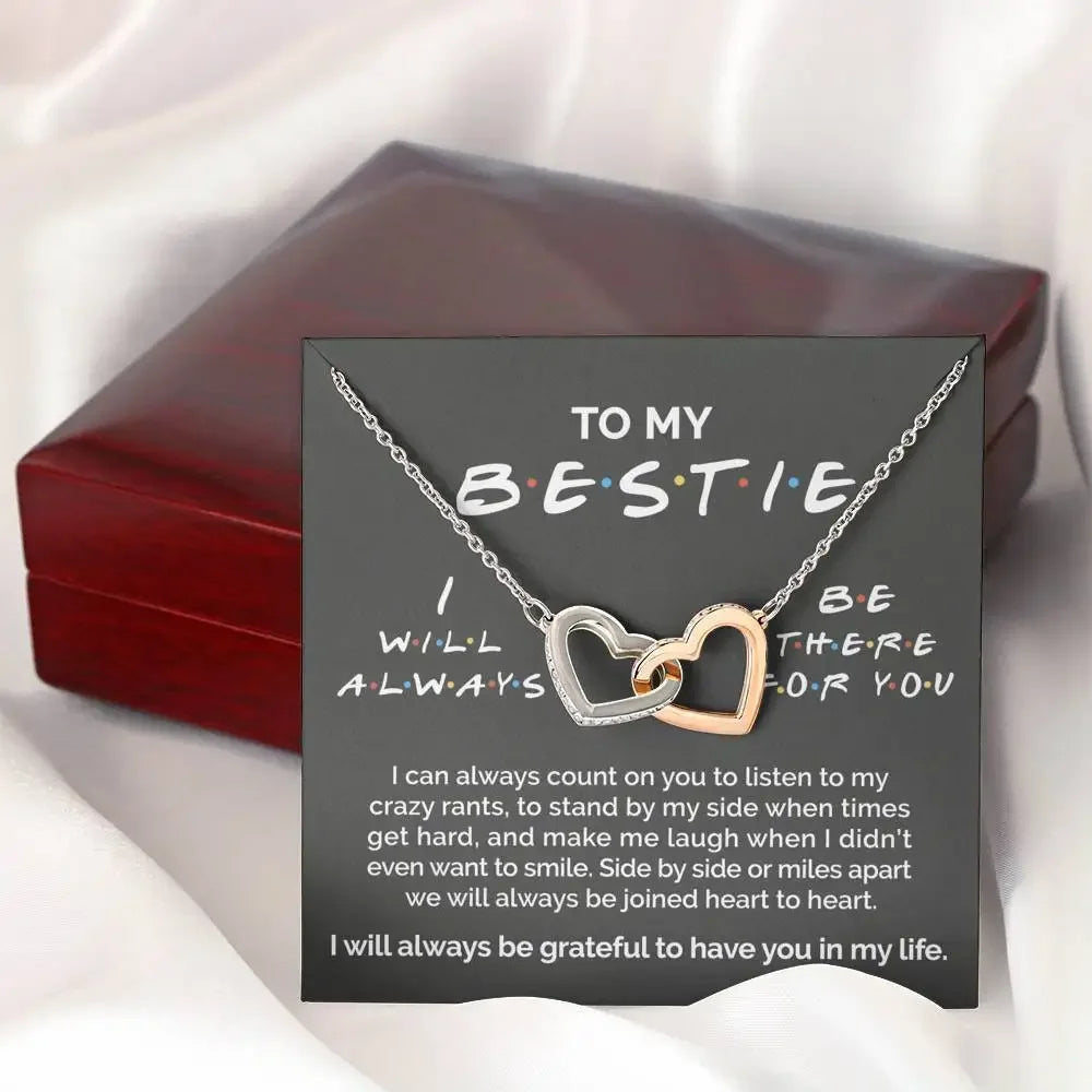 To My Bestie – Double Interlocked Heart Necklace