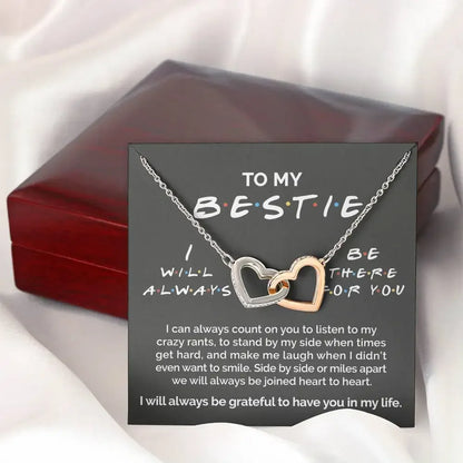 To My Bestie – Double Interlocked Heart Necklace