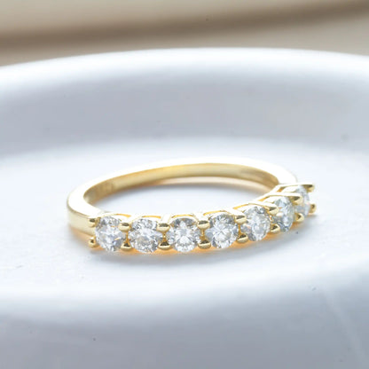 3MM 7PCS Moissanite Ring 925 Sterling Silver ring with White Gold Plated