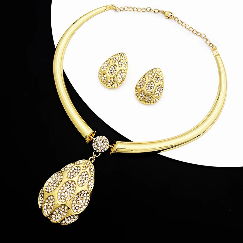 Elegant Dubai-Inspired Necklace & Earring Set For Women