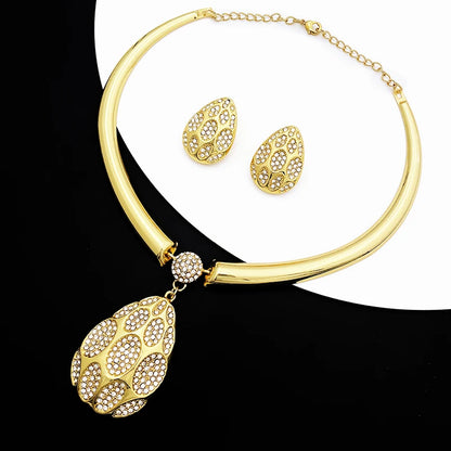 Elegant Dubai-Inspired Necklace & Earring Set For Women
