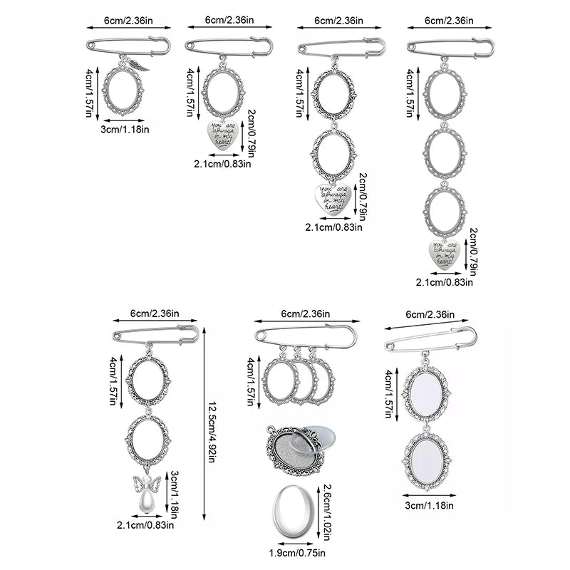 Wedding Bouquet Photo Brooches With Angel Wing Photo Frame Pendant for Bride Groom
