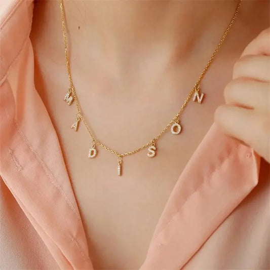 Personalized Letter Name Necklace Stainless Steel For Women