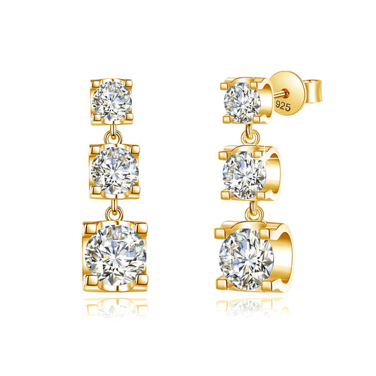 Full Moissanite Drop Earrings Gold Women D Color VVS1 Trending
