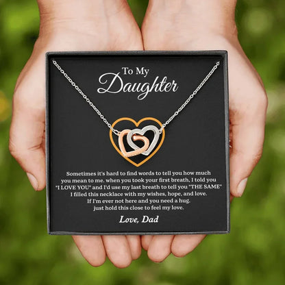 To My Daughter Interlock Heart Necklace – Gift from Dad