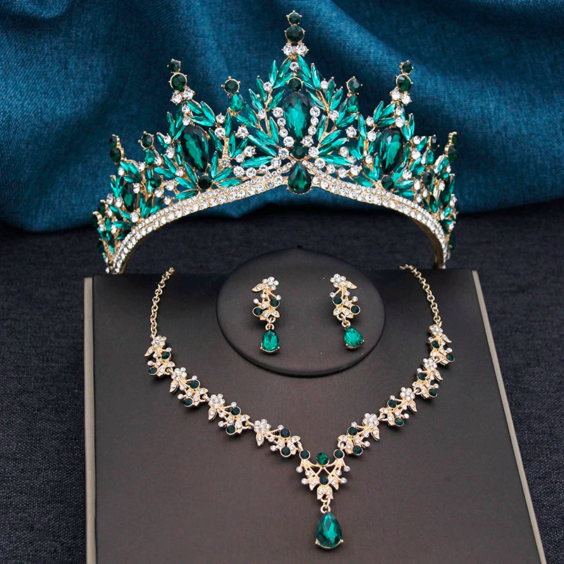 Princess Crown Bridal Jewelry Set for Women – Tiaras, Necklace & Earrings