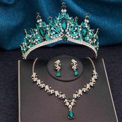Princess Crown Bridal Jewelry Set for Women – Tiaras, Necklace & Earrings