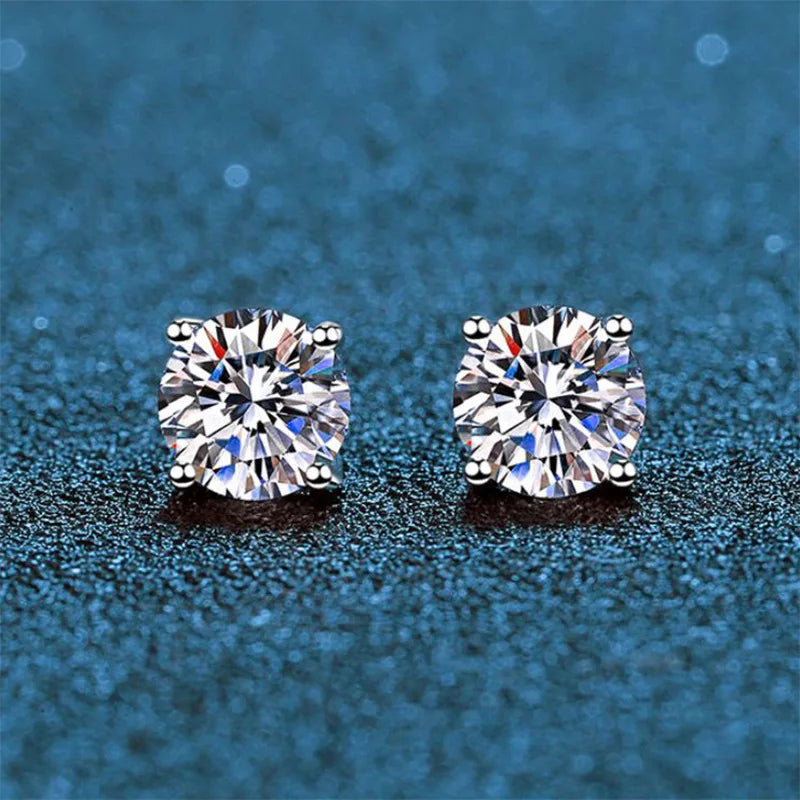 0.1-3CT Test Passed Moissanite Studs Earrings for Men Women S925 Silver