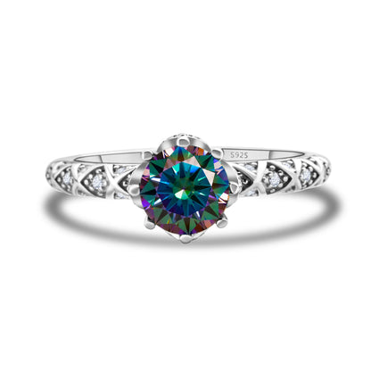 1 Carat 6.5mm D Color Moissanite Engagement Ring 925 Sterling Silver