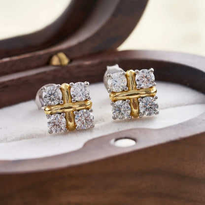 3MM 0.1ct Moissanite Stud Earrings (4pcs)  VVS1 GRA Certified, 925 Silver