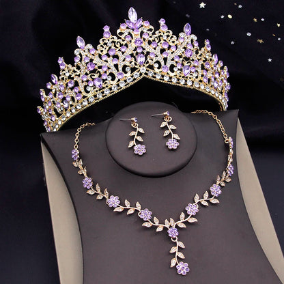 3 Pcs Baroque Bridal Wedding Crown Jewelry Sets and Tiaras For Women