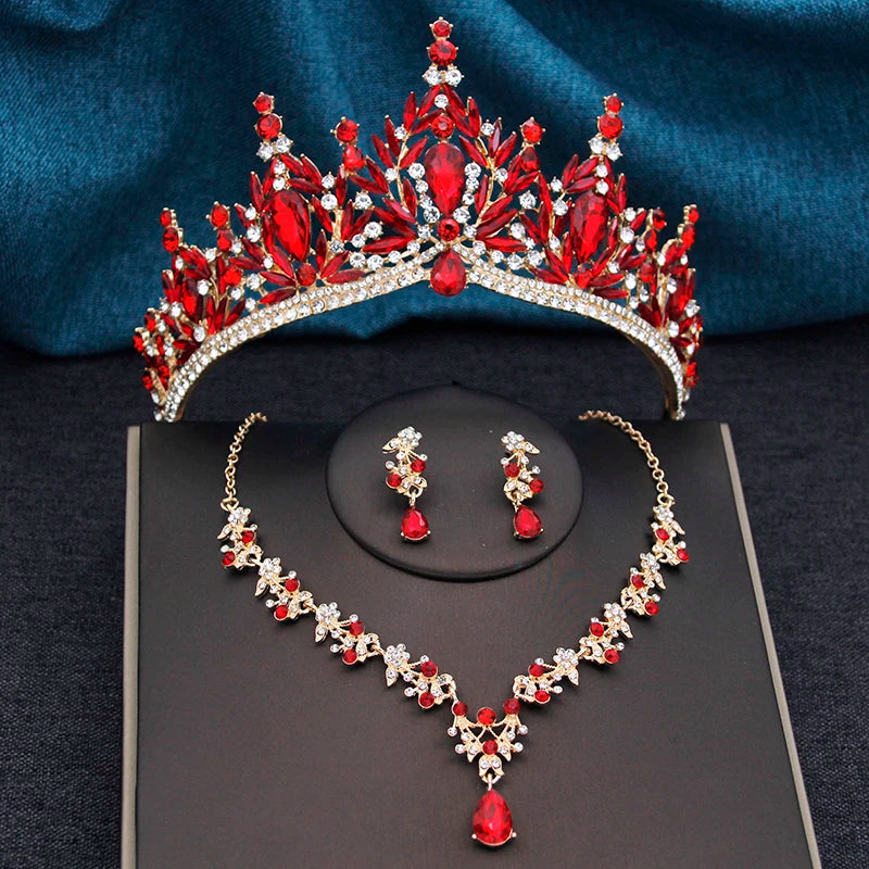 Princess Crown Bridal Jewelry Set for Women – Tiaras, Necklace & Earrings