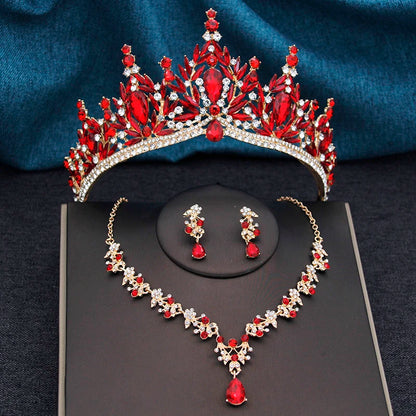 Princess Crown Bridal Jewelry Set for Women – Tiaras, Necklace & Earrings