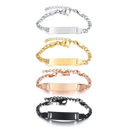 Engraved Baby Name Bracelet Custom Letter Date Kids Jewelry Stainless Steel