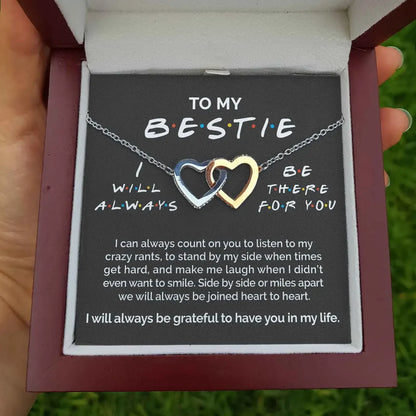 To My Bestie – Double Interlocked Heart Necklace
