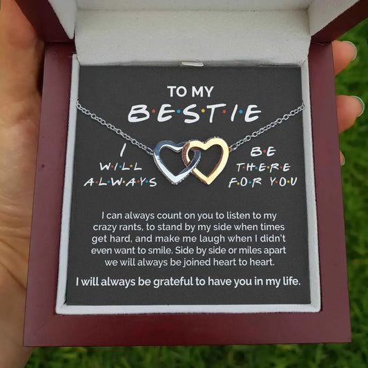 To My Bestie – Double Interlocked Heart Necklace