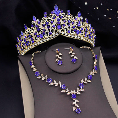 3 Pcs Baroque Bridal Wedding Crown Jewelry Sets and Tiaras For Women