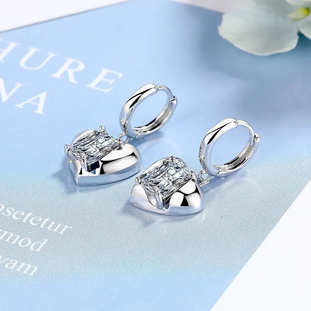 S925 Sterling Silver Love Earrings Elegant Sparkle for Girls