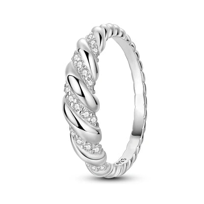 925 Sterling Silver Geometric Overlapping Zircon Rings