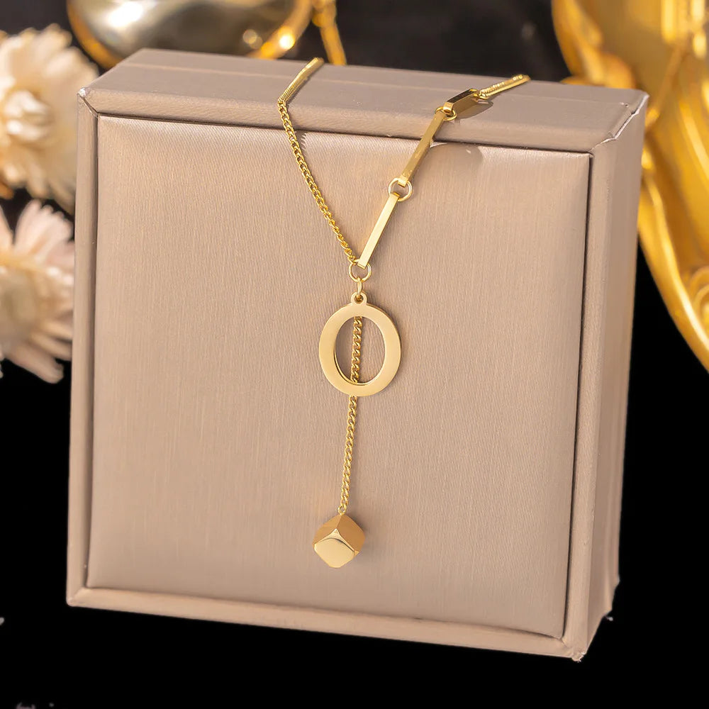 Initial Letter Stainless Steel Pendant Necklace for Women