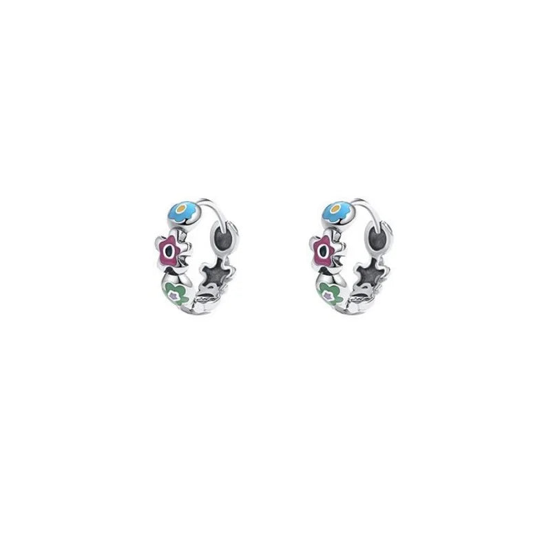 925 Sterling Silver Flower Drop Earrings Jewelry Gift For Women