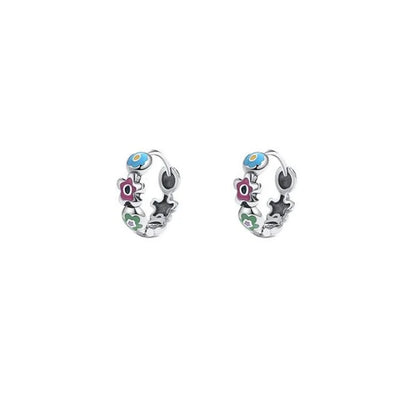 925 Sterling Silver Flower Drop Earrings Jewelry Gift For Women