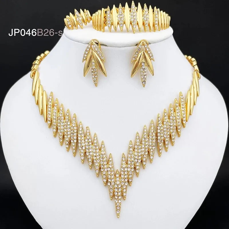 Fashion Jewelry Set for Women – Gold Color 4pcs Necklace and Earrings