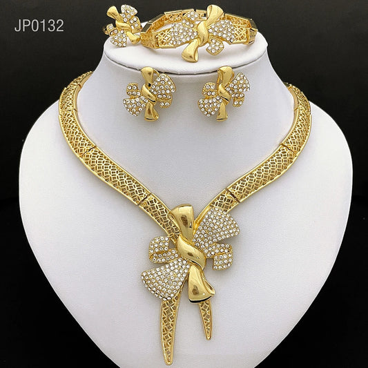 Italy 18K Gold Plated Women’s 4pcs  Bowknot Jewelry Classic Set