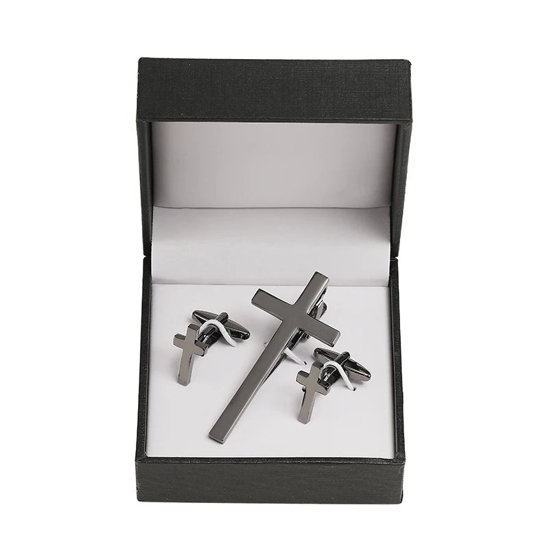 Cufflinks and Tie Clip Set Men's French Shirt Cufflinks