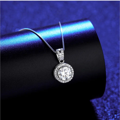 1 Carat Moissanite Diamond Pendant Necklaces For Women 925 Sterling Silver