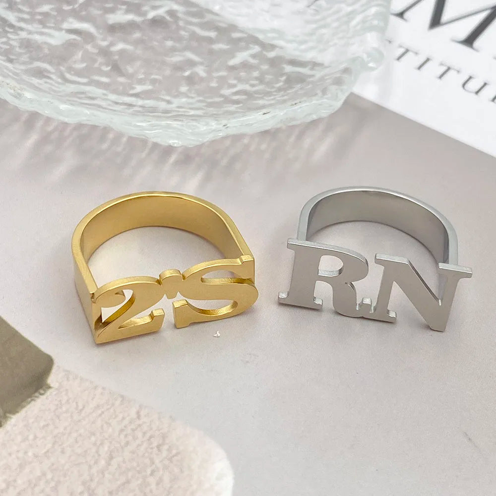 Custom 2 Letter Initial Unisex Ring Uniqueura Gold Jewellery