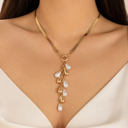 Baroque Palace Style Tassel Pearl Necklace for Women