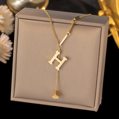 Initial Letter Stainless Steel Pendant Necklace for Women