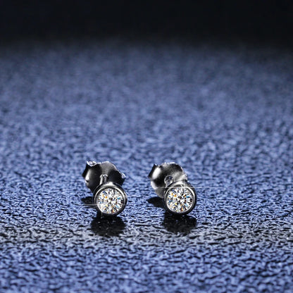 Round 3mm Moissanite Diamond Stud Earrings in 925 Silver