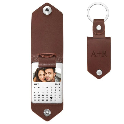 Custom Photo Keychain Personalized Leather Key Ring