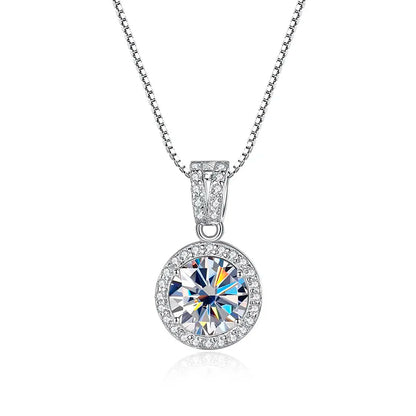 1 Carat Moissanite Diamond Pendant Necklaces For Women 925 Sterling Silver
