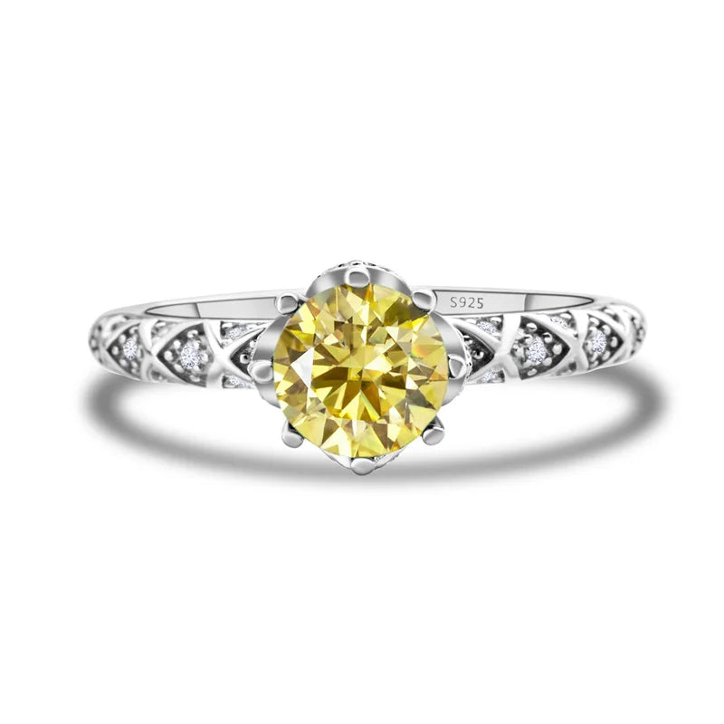 1 Carat 6.5mm D Color Moissanite Engagement Ring 925 Sterling Silver