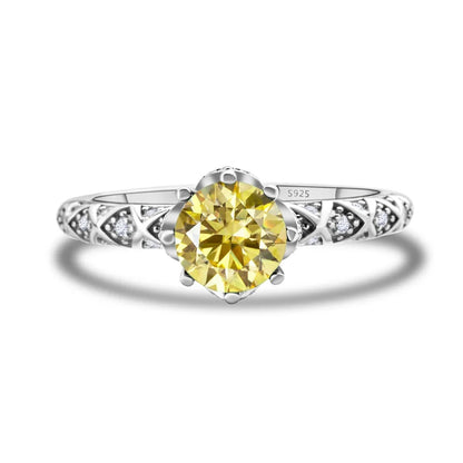1 Carat 6.5mm D Color Moissanite Engagement Ring 925 Sterling Silver